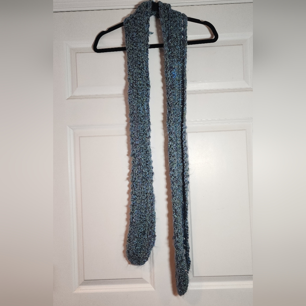 Blue Green Crochet Scarf